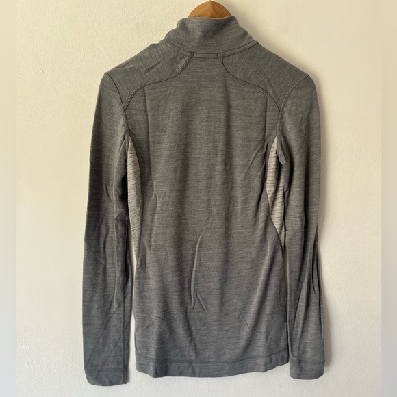 Smartwool Grey Stripe ¼ Zip 100% Merino Wool Women's Long Sleeve Top Size Medium - Picture 6 of 9
